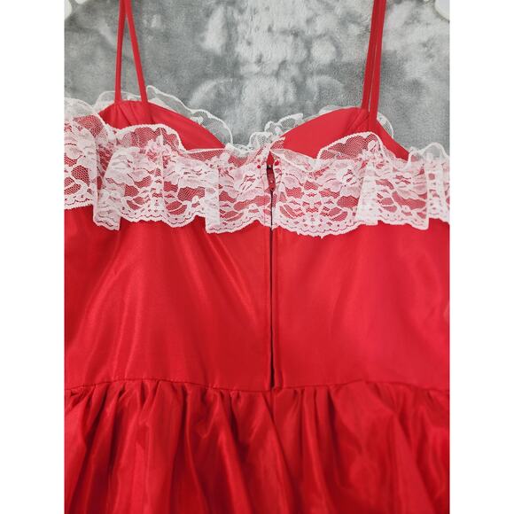 Vintage JCPenney Satin Lace Spaghetti Strap Sweetheart Gown Size 9/10 XS Red - Picture 5 of 11